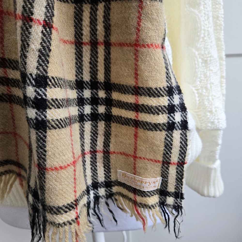 Vintage Burberrys Of London Scarf Classic Nova Check Pattern, Beige, Black - Picture 3 of 5